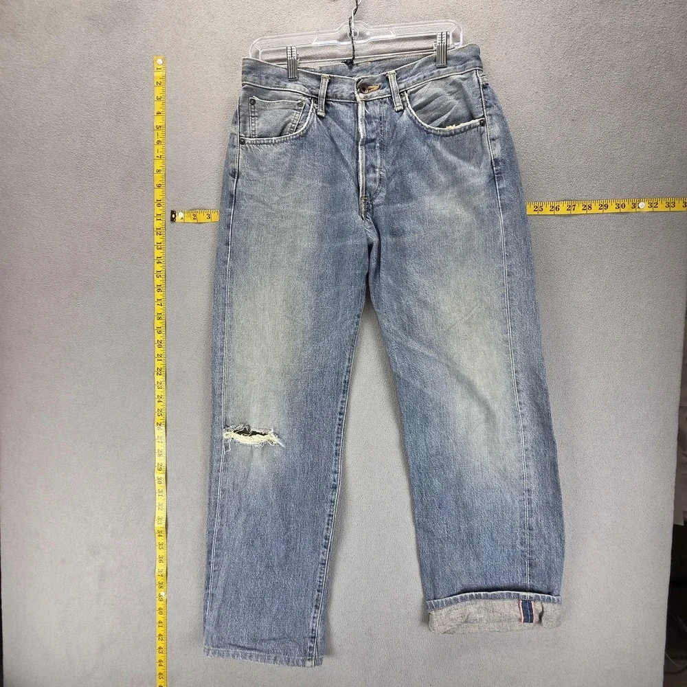 Vintage Edwin Jeans Mens Blue Selvedge 505X Straight Button Fly Fits 32x32